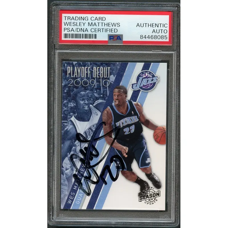 2009-10 Panini Season Update #5 Wesley Matthews Signed Card AUTO PSA Slabbed Jazz