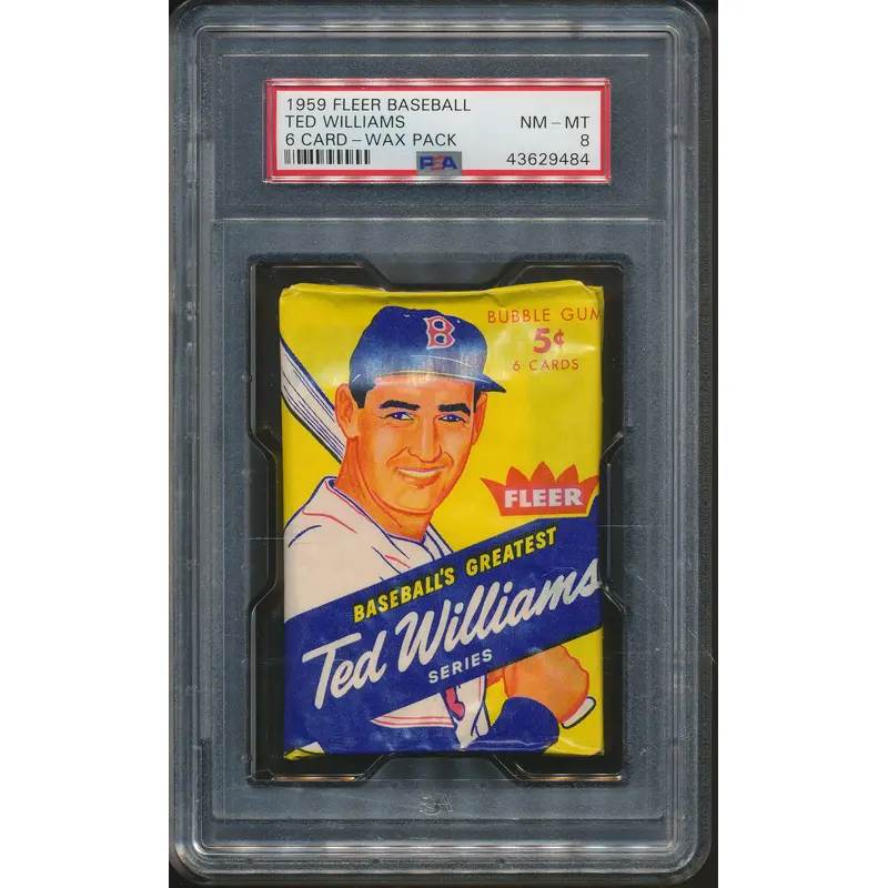 1959 Fleer Ted Williams Baseball Unopened Wax Pack PSA 8 (6 Card)