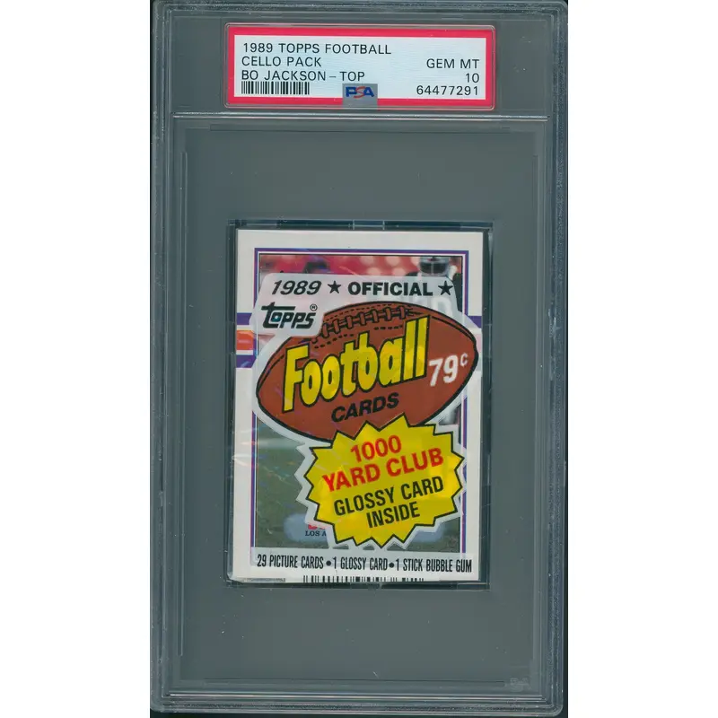 1989 Topps Football Unopened Cello Pack PSA 10 Bo Jackson Top *7291