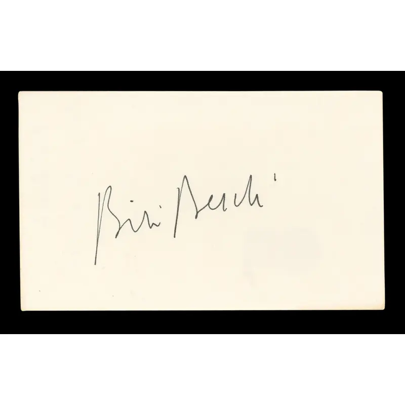 Bibi Besch Tremors Authentic Signed 3x5 Index Card Autographed BAS #AD70326