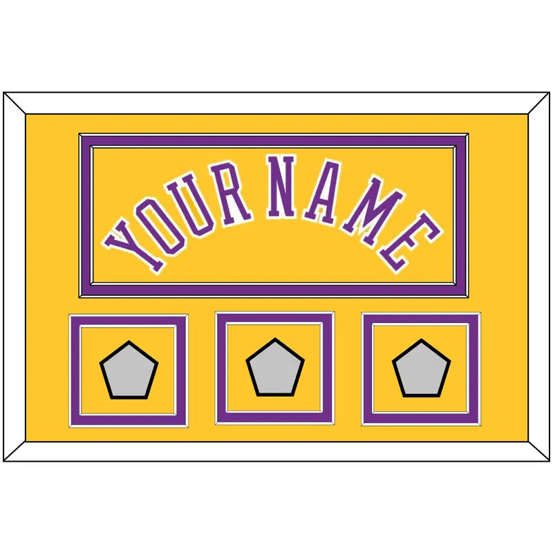Los Angeles Name & 3 Champions Patches - Home Yellow (1978-1997) - Double Mat 2