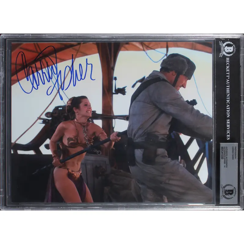 Carrie Fisher Star Wars Signed 8x10 Photo Auto Graded Gem Mint 10! BAS Slabbed