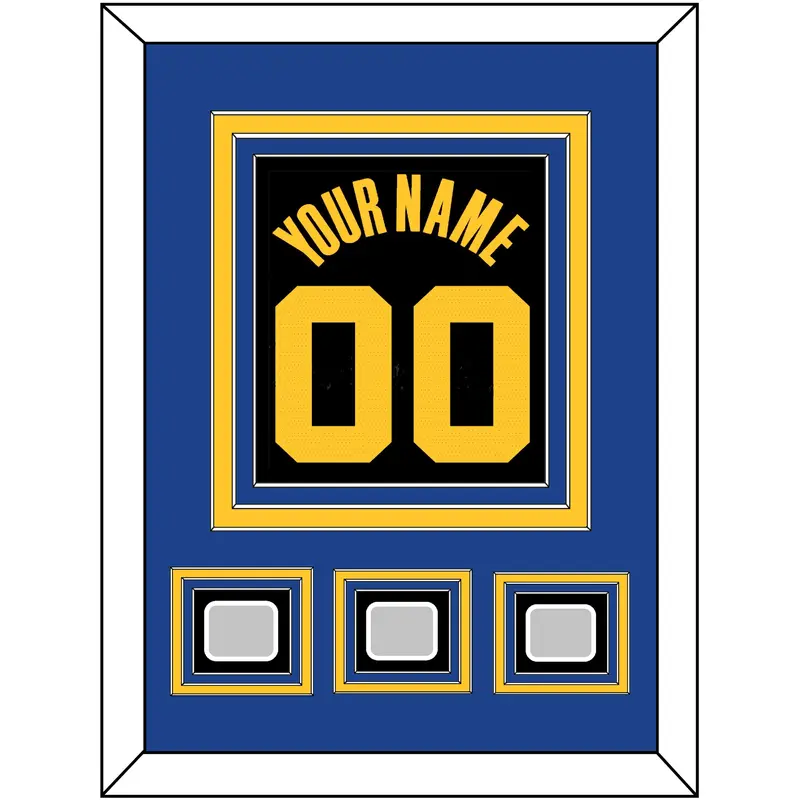 Golden State Name & Number With 3 Finals Patches - Black City (2021-2022) - Triple Mat 3