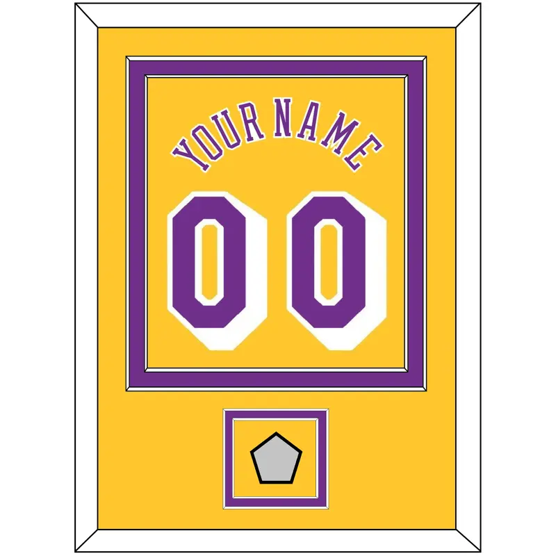 Los Angeles Name & Number With Trophy Patch - Home Yellow (1978-1997) - Double Mat 2