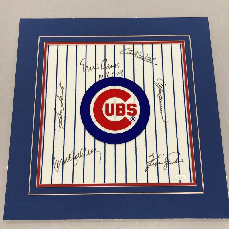 Ernie Banks Billy Williams Ron Santo Sandberg Signed Chicago Cubs Display JSA