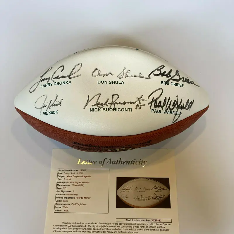 Miami Dolphins HOF Legends Signed Football Don Shula Larry Csonka JSA COA