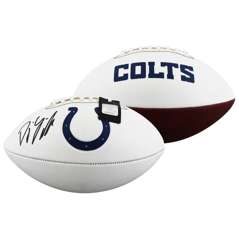 Colts D.J. Giddens Signed Franklin White Panel Logo Football BAS Witnessed