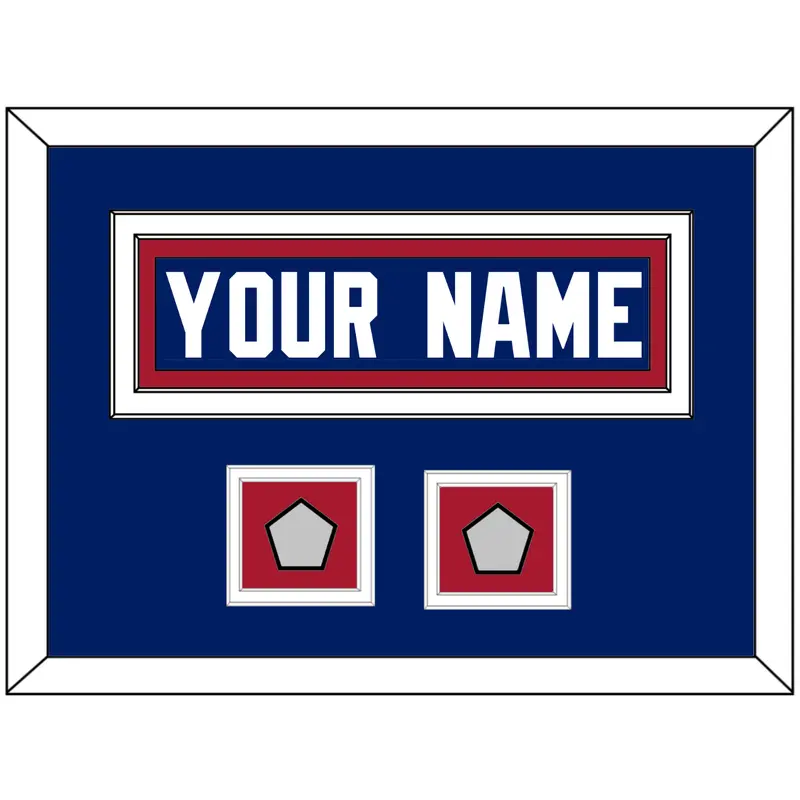 New York Nameplate & 2 Super Bowl Jersey Patches - Home Blue - Double Mat 3