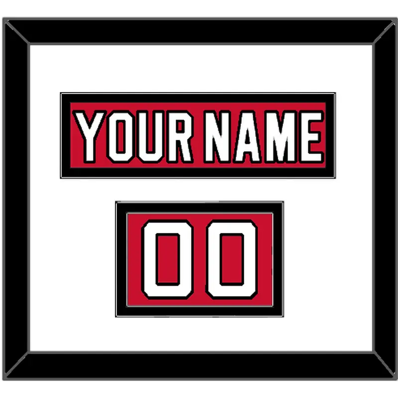 New Jersey Nameplate & Number (Shoulder) - Home Red (2007-2017) - Double Mat 1