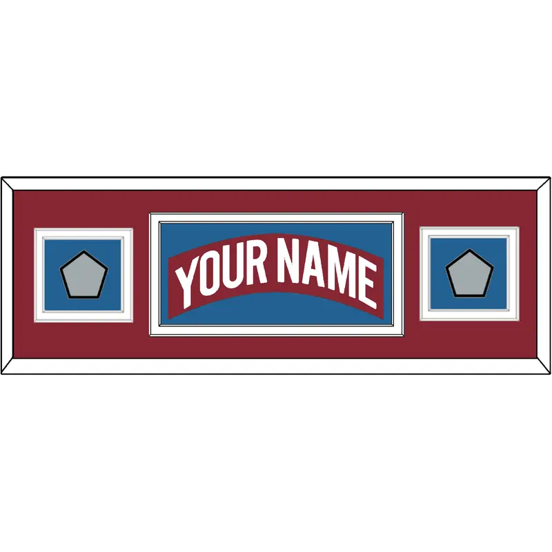 Colorado Nameplate & 2 Stanley Cup Finals Patches - Road Burgundy (1995-1996) - Double Mat 6