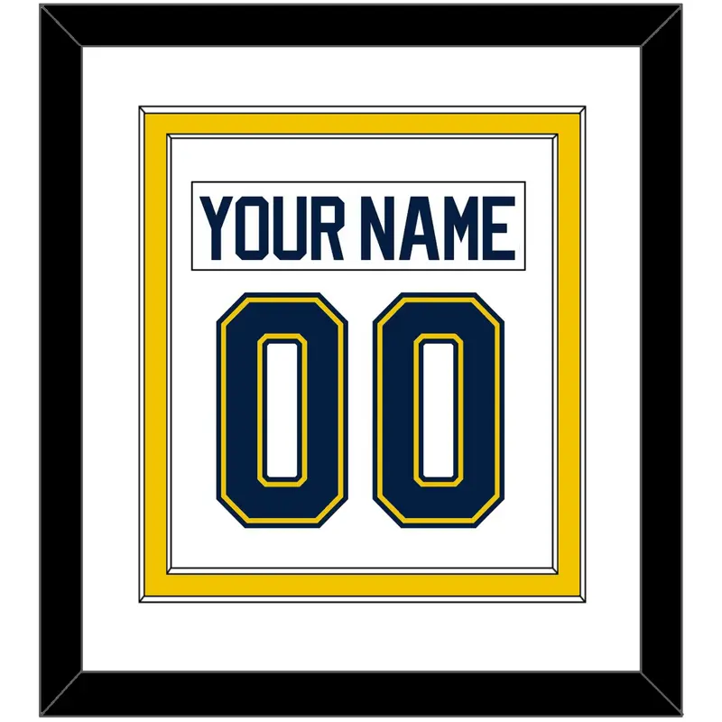 Michigan Hockey Nameplate & Number (Back) Combined - Home White (2021-2023) - Double Mat 2