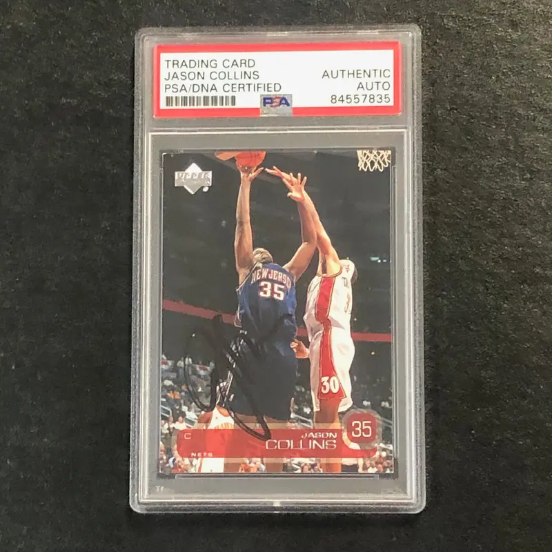 2002-03 Upper Deck #104 Jason Collins Signed Card AUTO PSA Slabbed Nets