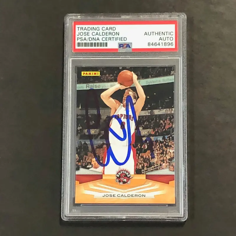 2009-10 Panini Basketball #45 Jose Calderon Signed Card AUTO PSA Slabbed Raptors