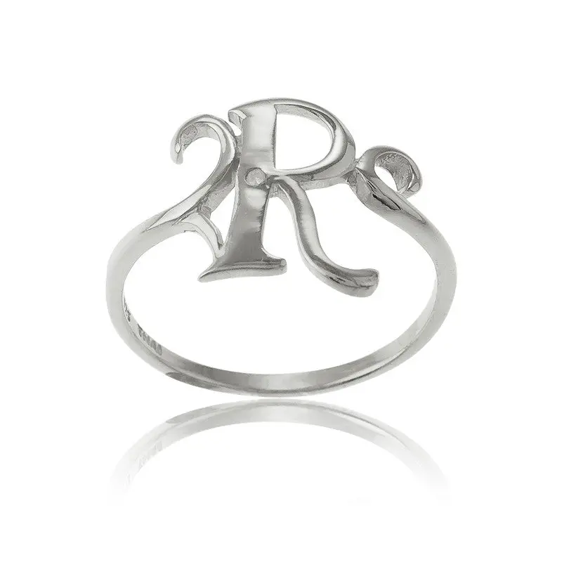 Sterling Silver Single CZ "R" Ring