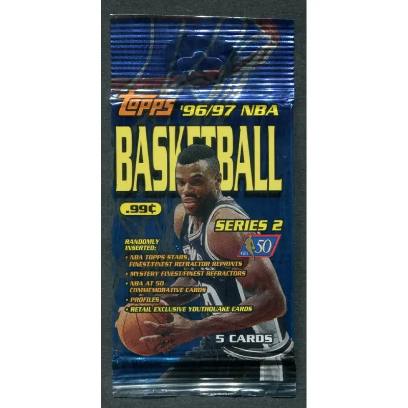 1996/97 Topps Basketball Unopened Series 2 Pack (Retail) (5 Cards) (Pre-Priced)