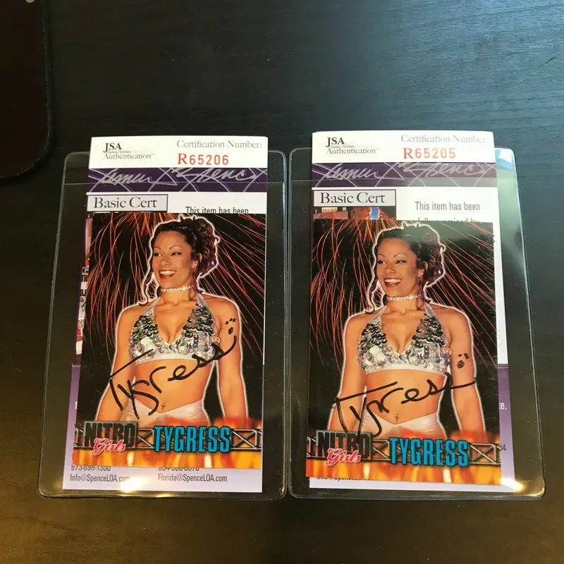 Lot Of (2) Tygress Nitro Girl Signed Autographed Wrestling Cards JSA COA