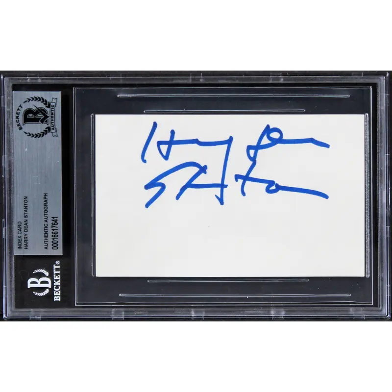 Harry Dean Stanton Alien Authentic Signed 3x5 Index Card BAS Slabbed 2