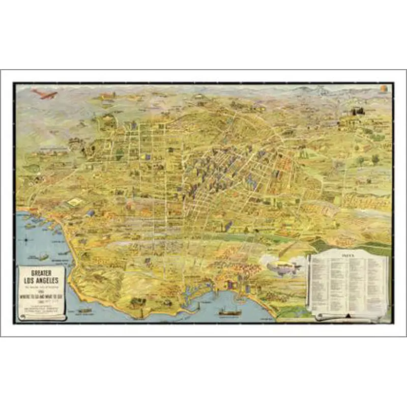 Los Angeles, California 1932 Classic Aerial Map Premium Poster Print - McGaw Graphics