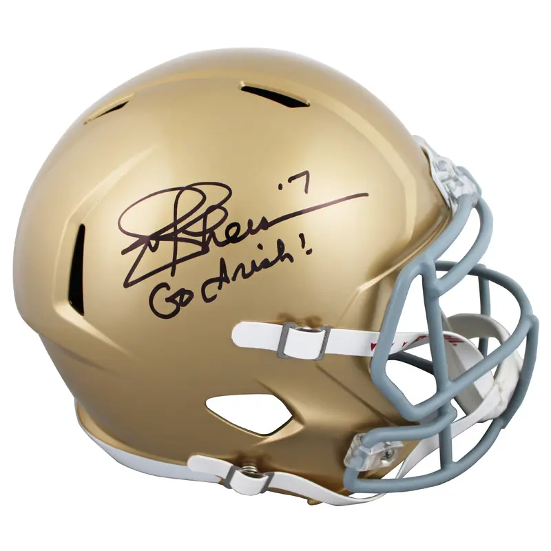 Notre Dame Joe Theismann "Go Irish!" Signed Full Size Speed Rep Helmet BAS Wit