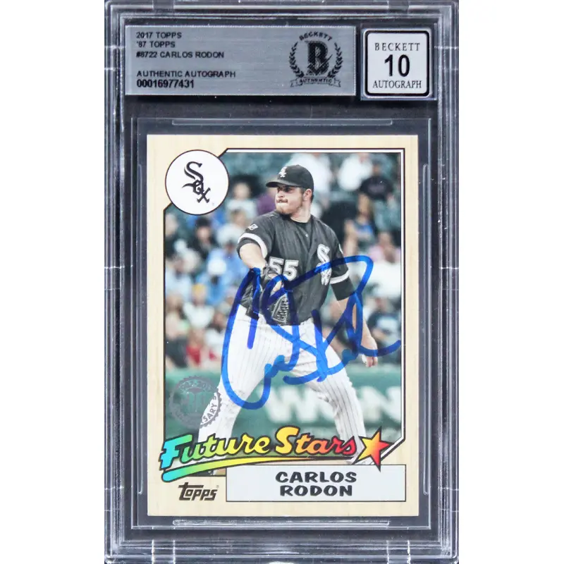 White Sox Carlos Rodon Signed 2017 Topps '87 Topps #8722 Card Auto 10! BAS Slab