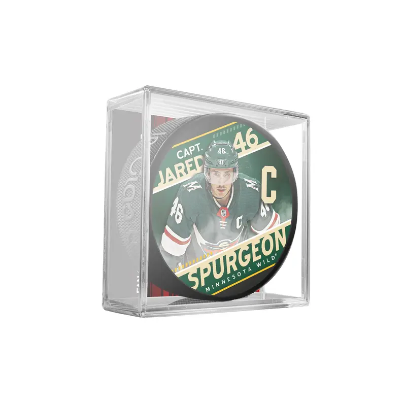NHL Captain Series Jared Spurgeon Minnesota Wild Souvenir Hockey Puck In Cube
