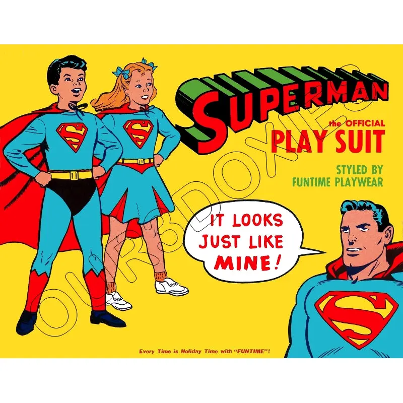 1954 Superman Play Suit Store Counter Standup Sign - 2614