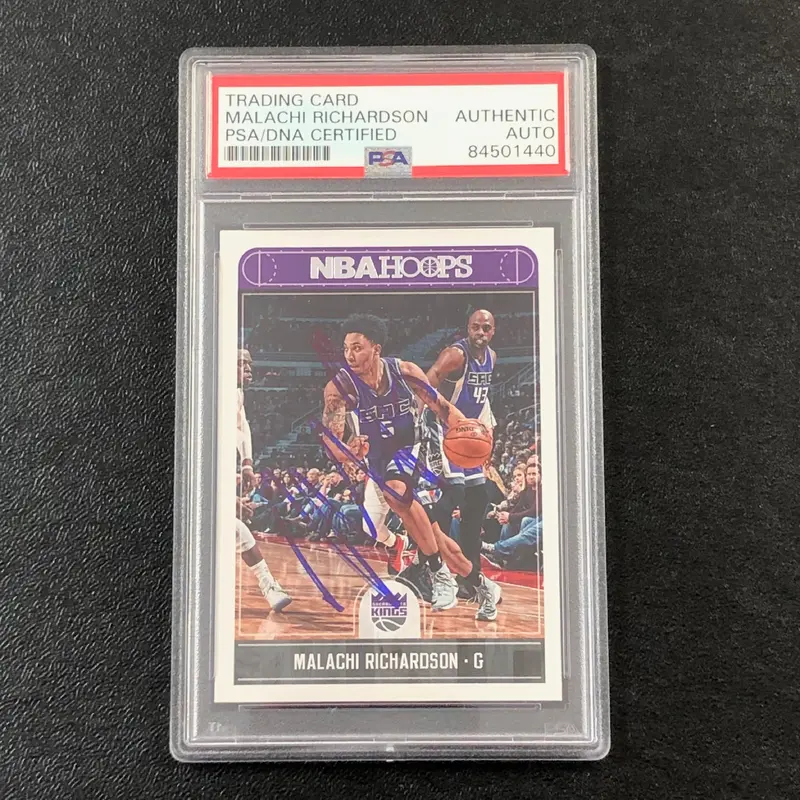 2017-18 NBA Hoops #96 Malachi Richardson Signed Card AUTO PSA Slabbed Kings