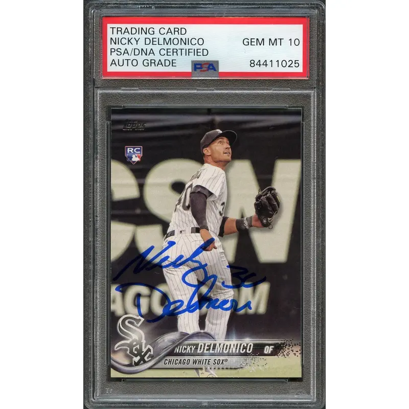 2018 Topps Baseball #306 Nick Delmonico Signed Card PSA Slabbed Auto 10 RC