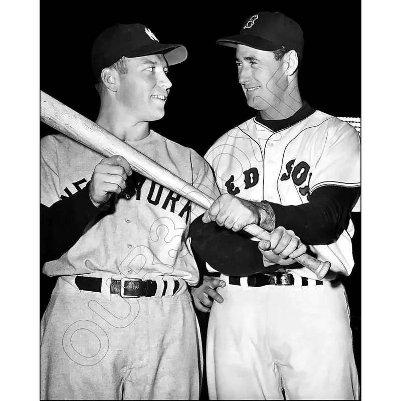 Mickey Mantle Ted Willaims 8X10 Photo - 1956 Yankees Red Sox - 11927