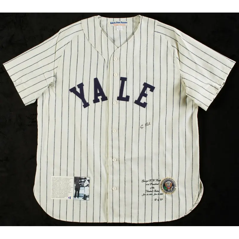 President George H.W. Bush Signed Yale Baseball Jersey With Beckett COA