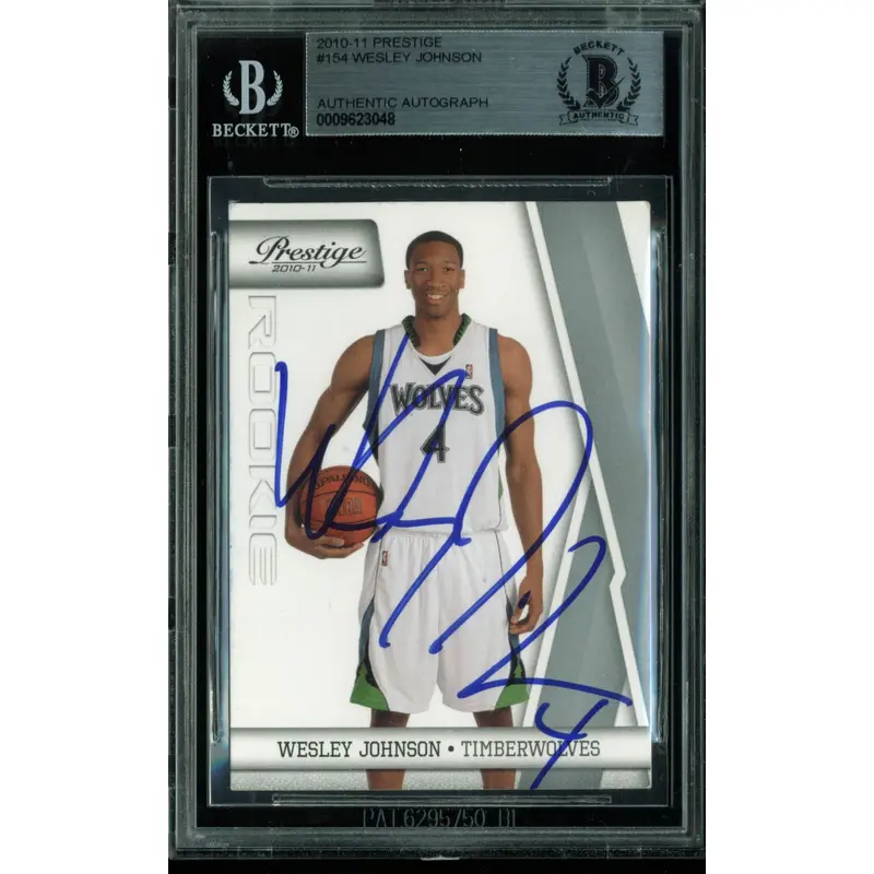 Timberwolves Wesley Johnson Signed Card 2010 Prestige RC #154 BAS Slab #9623048