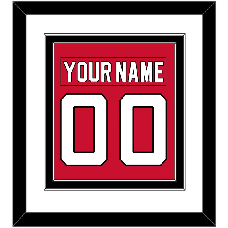New Jersey Nameplate & Number (Back) Combined - Home Red (2007-2017) - Double Mat 1