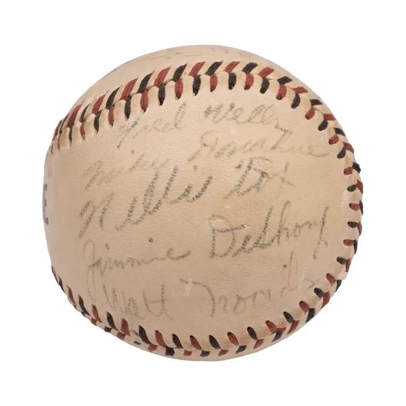 Nellie Fox Pre Rookie 1948 Lincoln Athletics Team Signed Baseball PSA DNA COA