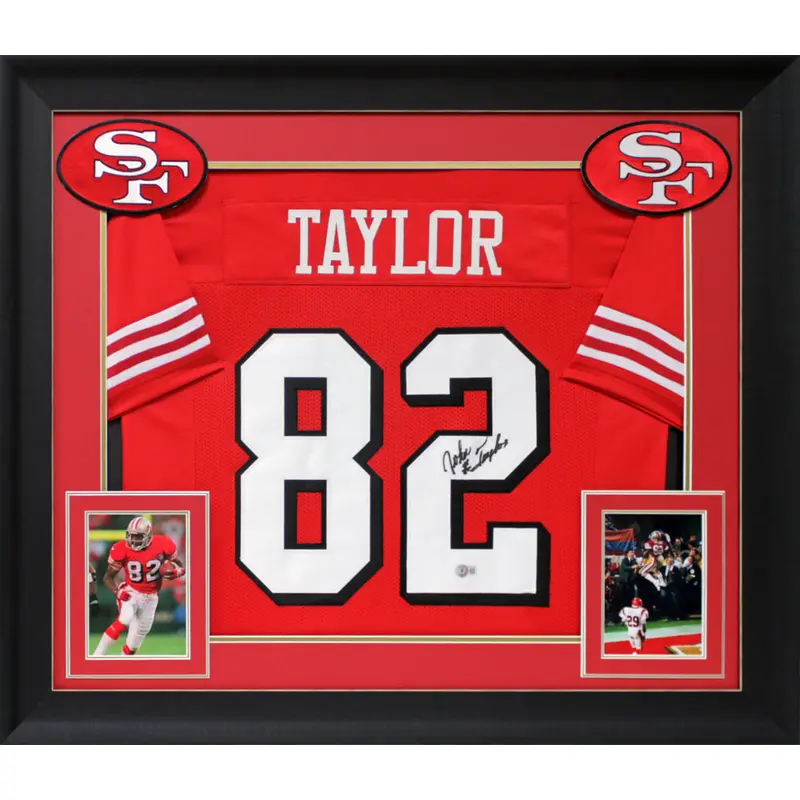 49ers John Taylor Authentic Signed Red Pro Style Framed Jersey Autographed BAS