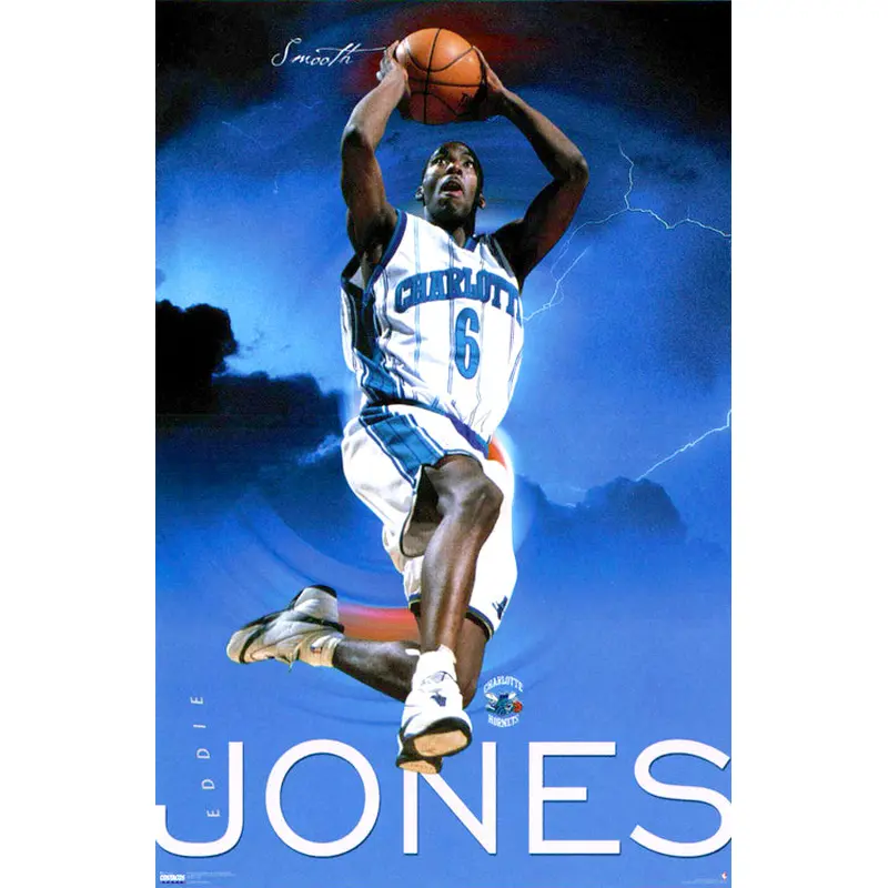 Eddie Jones "Smooth" Charlotte Hornets NBA Action Poster - Costacos 2000