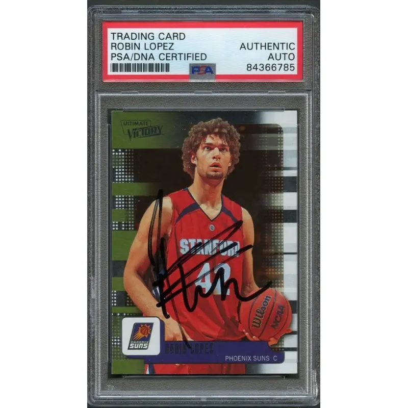 2008-09 Upper Deck Ultimate Victory #75 Robin Lopez Signed Card AUTO PSA Slabbed