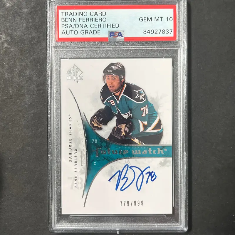 2009-10 Upper Deck Hockey #220 Ben Ferriero Signed Card AUTO 10 PSA Slabbed Sharks
