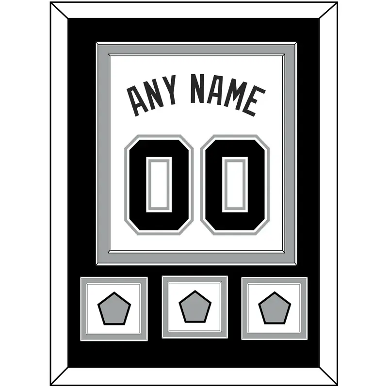 San Antonio Name & Numbers With 3 Finals Patches - Home White (2002-2017) - Double Mat 3