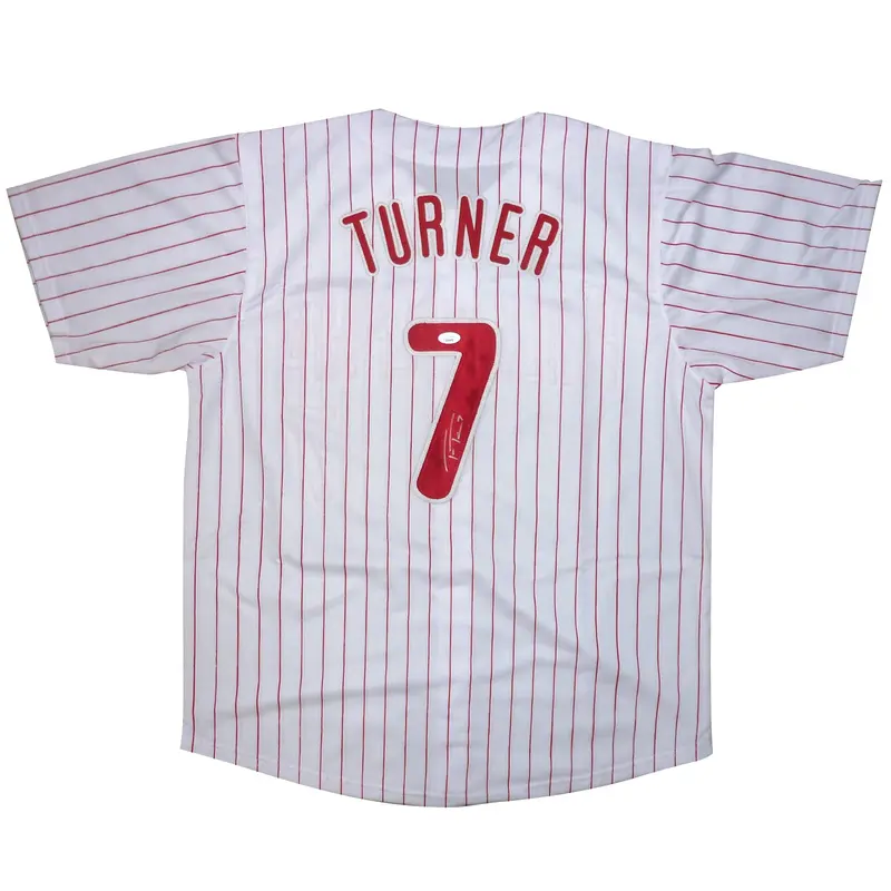 Trea Turner Autographed Philadelphia (White Pinstripe #7) Custom Jersey - JSA
