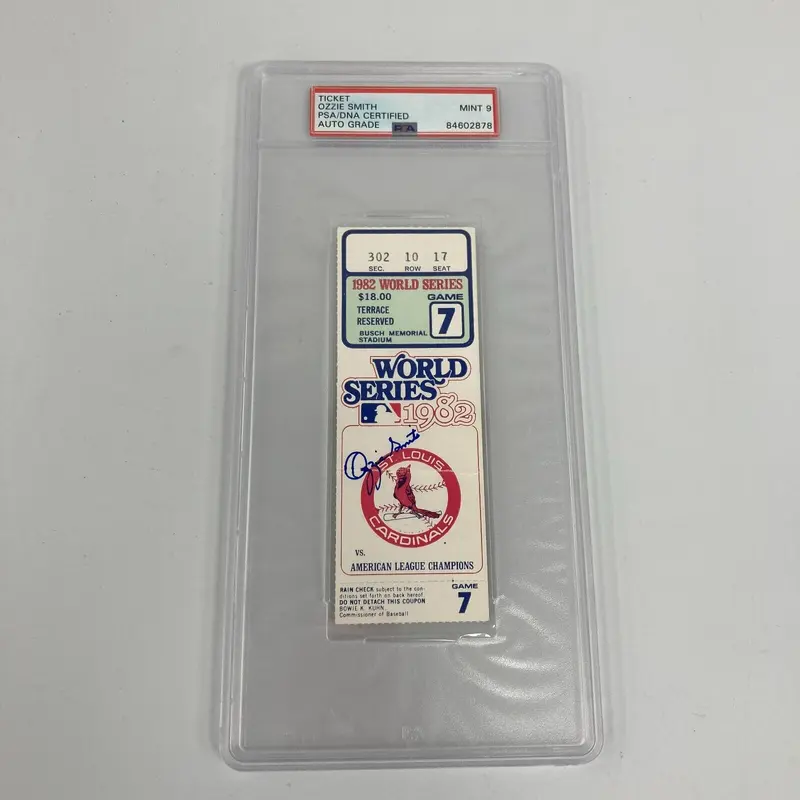 Ozzie Smith Signed 1982 World Series Game 7 Ticket PSA DNA MINT 9