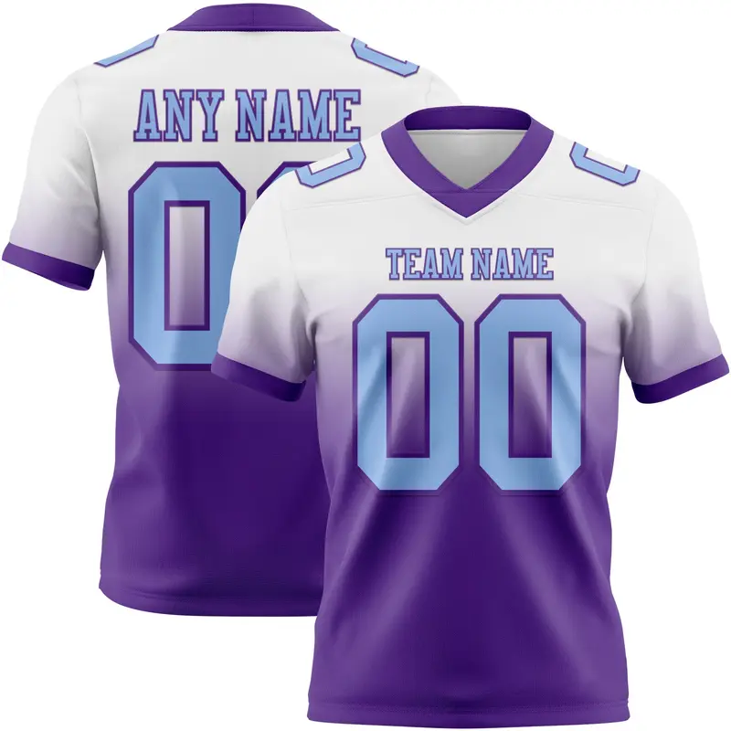 Custom White Light Blue-Purple Mesh Authentic Fade Fashion Football Jersey
