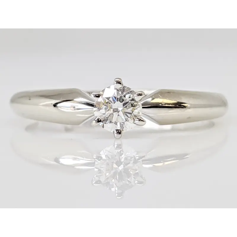 14K WHITE .24 CARAT TOTAL I1 I DIAMOND ROUND SOLITAIRE ESTATE RING 2.2 GRAMS