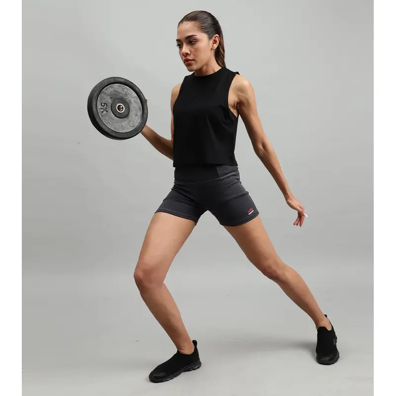 Women'S Crop Muscle Tank Top Black Wod Armour | Kibi Sports