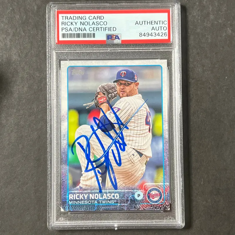 2015 Topps #185 Ricky Nolasco Signed Card PSA Slabbed Auto Twins