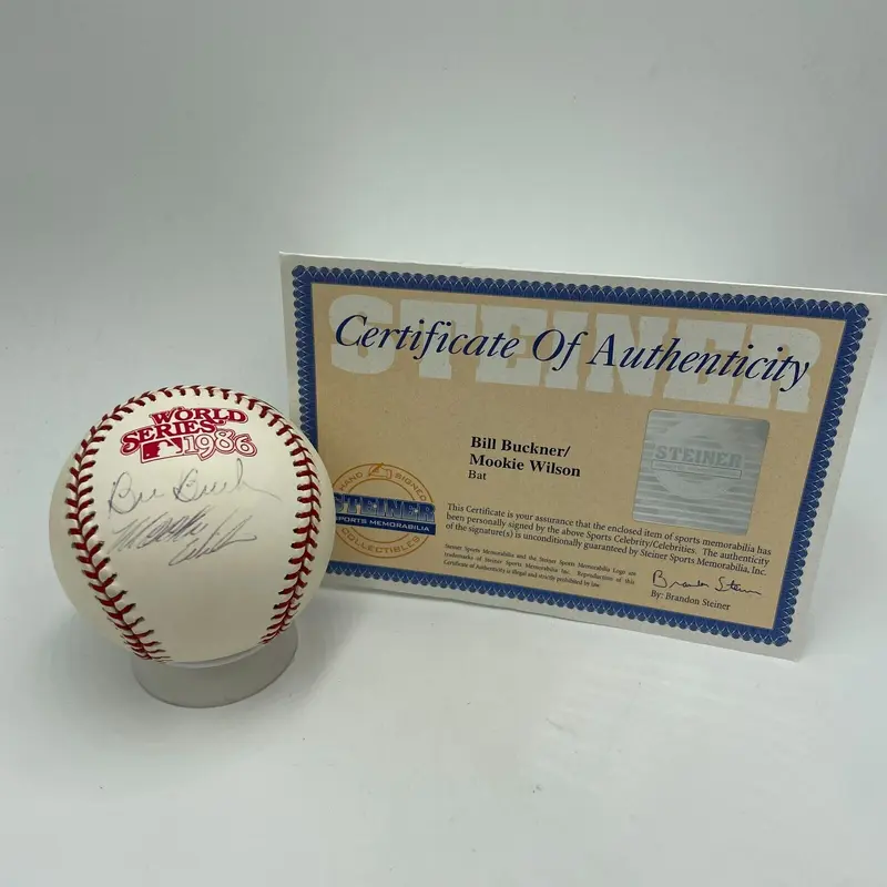 Bill Buckner & Mookie Wilson Signed 1986 World Series Baseball Steiner COA