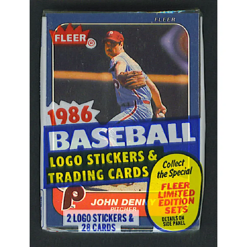 1986 Fleer Baseball Unopened Cello Pack