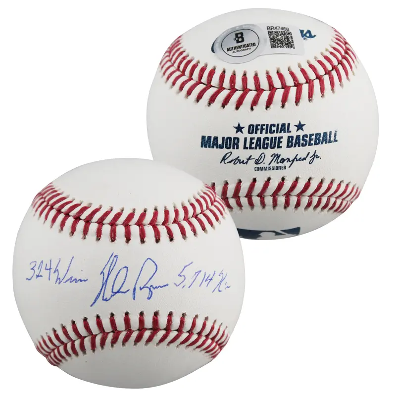 Rangers Nolan Ryan "5714 K's, 324 Wins" Authentic Signed Oml Baseball BAS