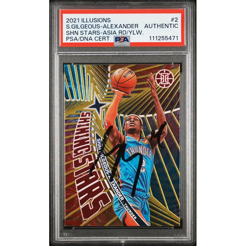 Shai Gilgeous-Alexander Signed 2021 Illusions Shining Stars R/Y #2 Card PSA Slab