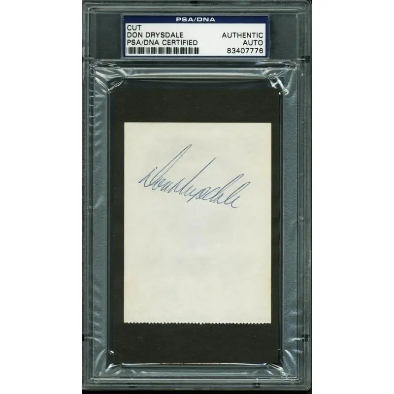 Dodgers Don Drysdale Authentic Signed 2.75X3.75 Cut Autographed PSA/DNA Slabbed