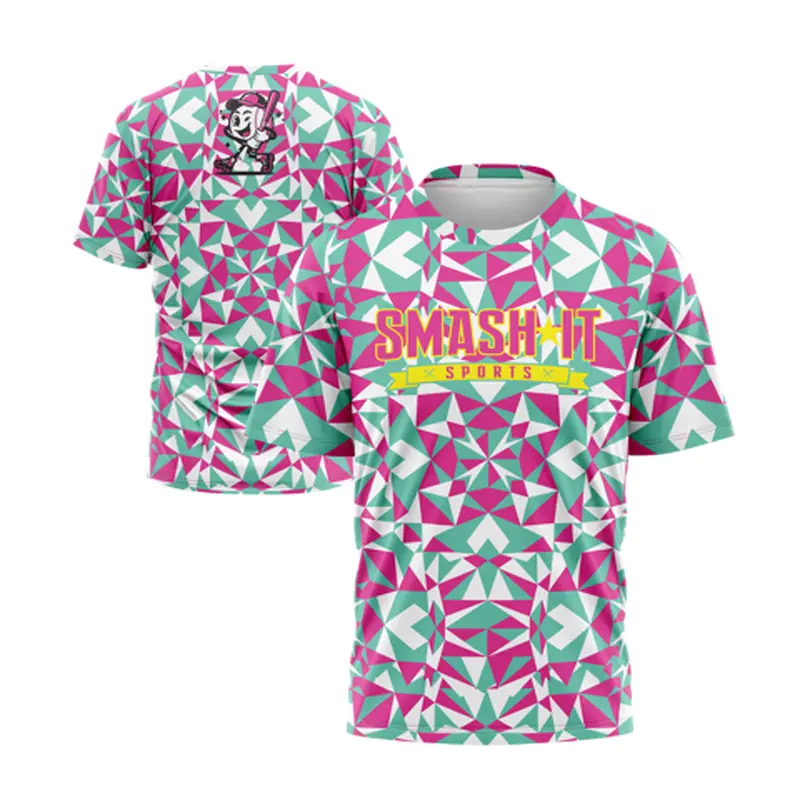 Smash It Sports Short Sleeve Shirt - Kaleidoscope (Mint/Pink)